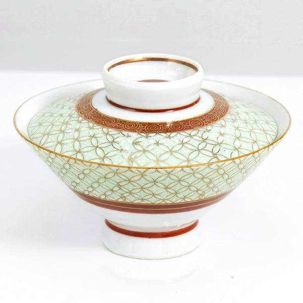 Tōzan Kiln Kutani Tōzan "Shippō - Tsunagi" Lidded Bowl Set For 5 - Soup Bowl Set ClassyTea