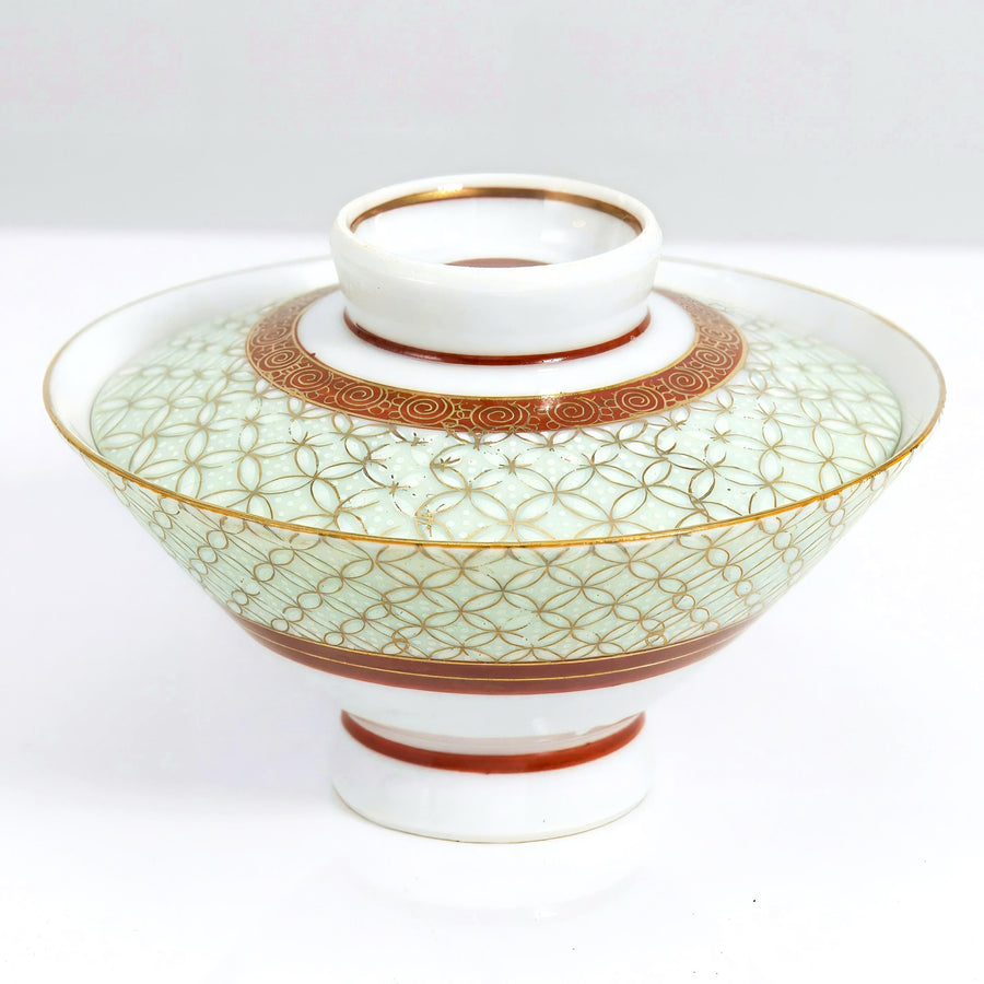 Tōzan Kiln Kutani Tōzan "Shippō - Tsunagi" Lidded Bowl Set For 5 - Soup Bowl Set ClassyTea