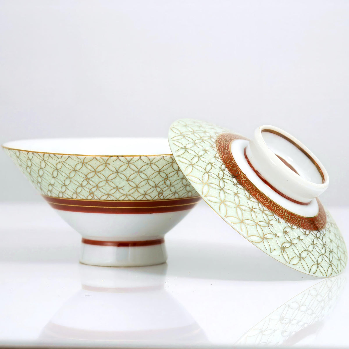 Tōzan Kiln Kutani Tōzan "Shippō - Tsunagi" Lidded Bowl Set For 5 - Soup Bowl Set ClassyTea