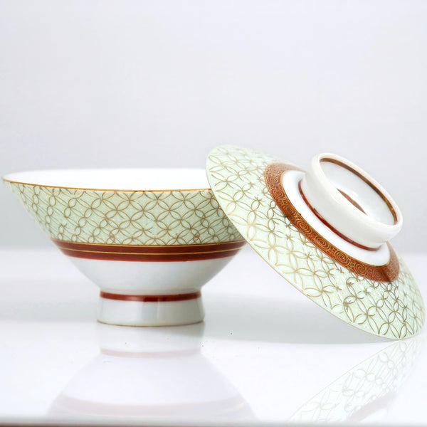 Tōzan Kiln Kutani Tōzan "Shippō - Tsunagi" Lidded Bowl Set For 5 - Soup Bowl Set ClassyTea