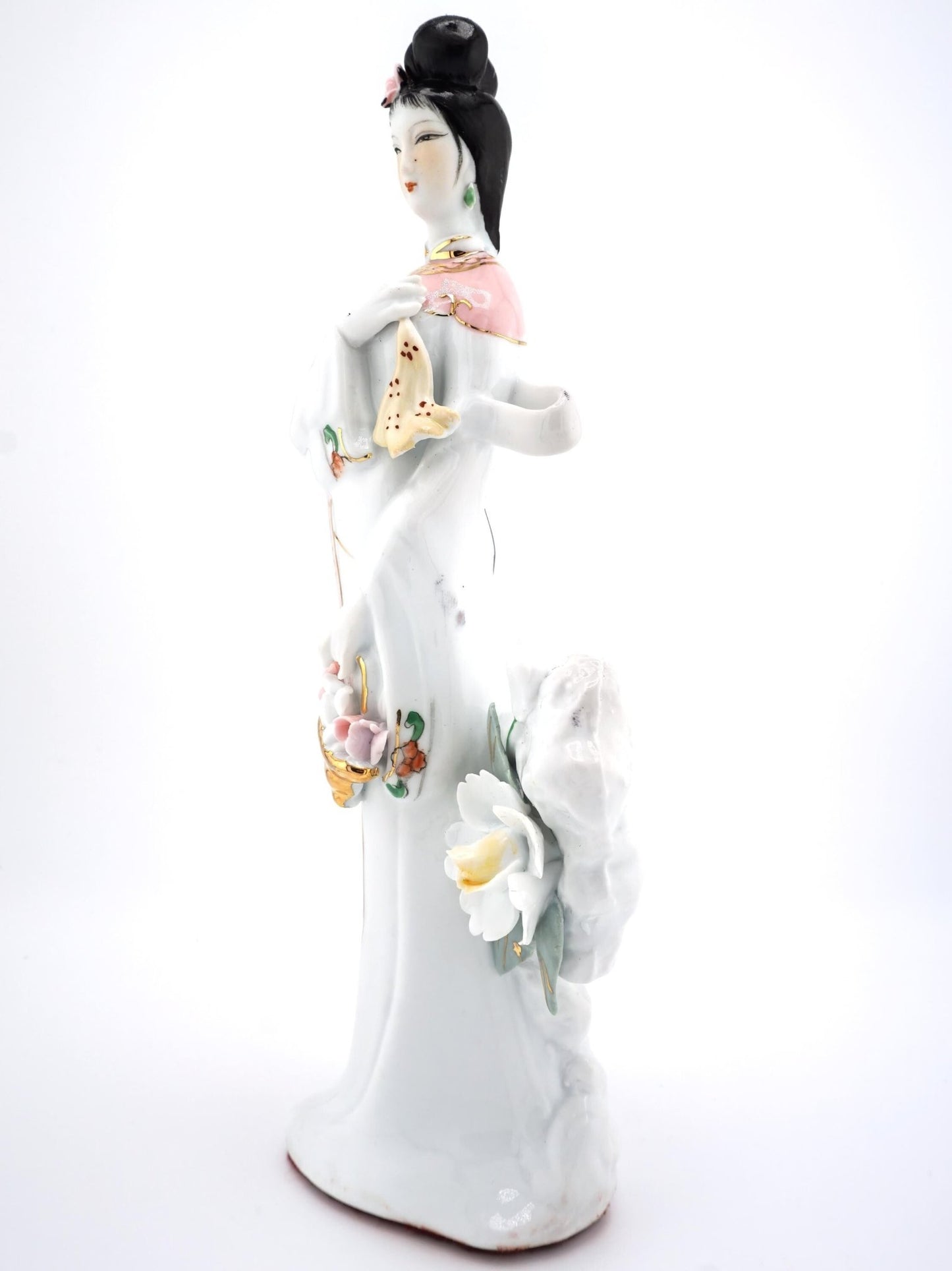 Unknown Chinese Porcelain Figurine Statue Sculpture Antique Asian Decor Floral Calligraphy 寿 Shou Longevity Lunar Gift Geisha Oriental Art Snake - Porcelain Figurine ClassyTea