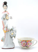 Unknown Chinese Porcelain Figurine Statue Sculpture Antique Asian Decor Floral Calligraphy 寿 Shou Longevity Lunar Gift Geisha Oriental Art Snake - Porcelain Figurine ClassyTea