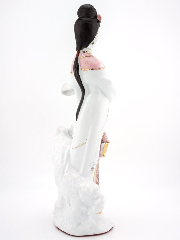 Unknown Chinese Porcelain Figurine Statue Sculpture Antique Asian Decor Floral Calligraphy 寿 Shou Longevity Lunar Gift Geisha Oriental Art Snake - Porcelain Figurine ClassyTea