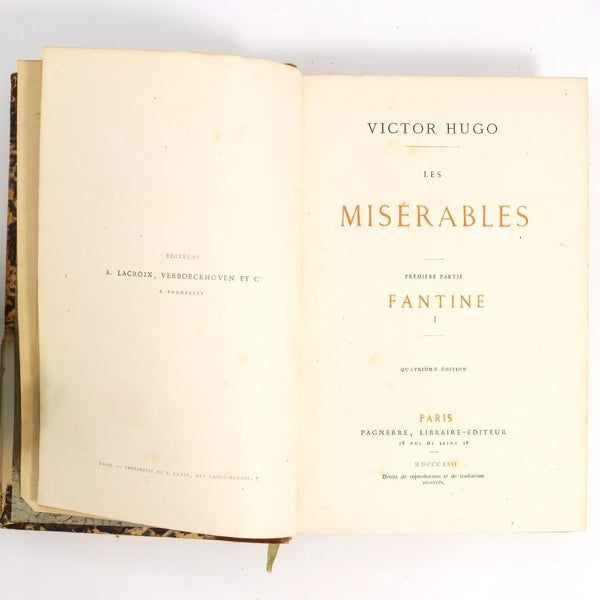 Victor Hugo 1850s Complete 1st Edition Antique Book Collection of Victor Hugo, including Leather Bound Books Of Les Miserable and Hunchback of Notredame - Antique Books ClassyTea