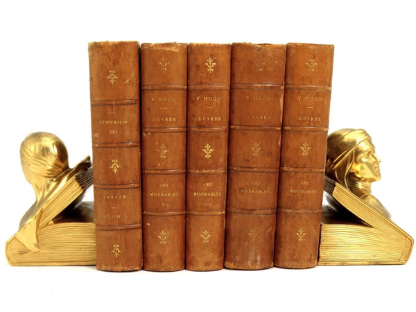 Victor Hugo 1850s Complete 1st Edition Antique Book Collection of Victor Hugo, including Leather Bound Books Of Les Miserable and Hunchback of Notredame - Antique Books ClassyTea