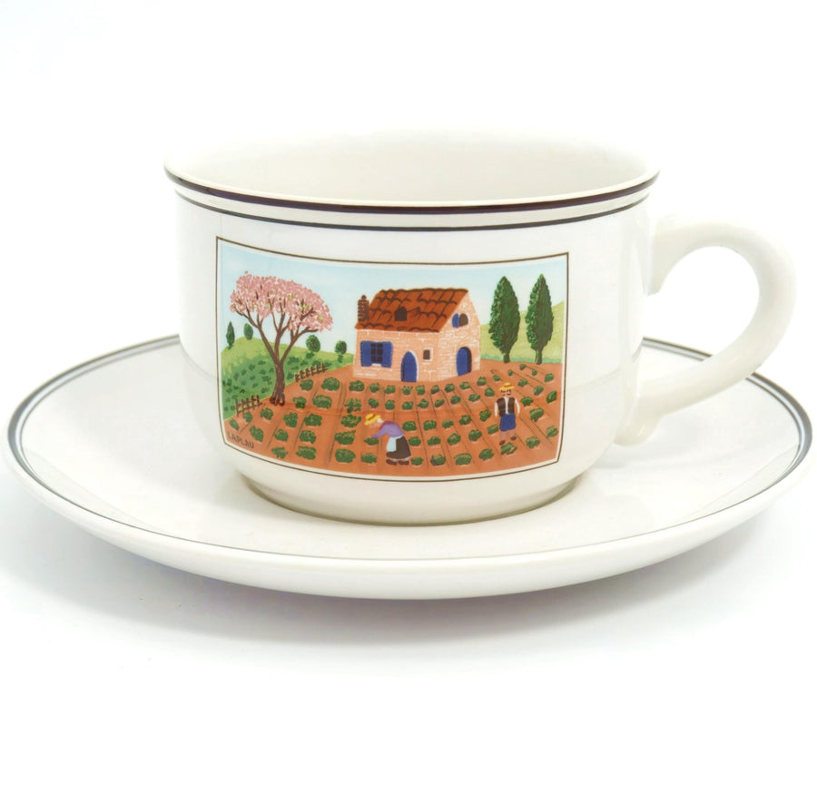Villeroy & Boch Design Naif Coffee Cups & Saucers, Set of 6 | Vintage Porcelain