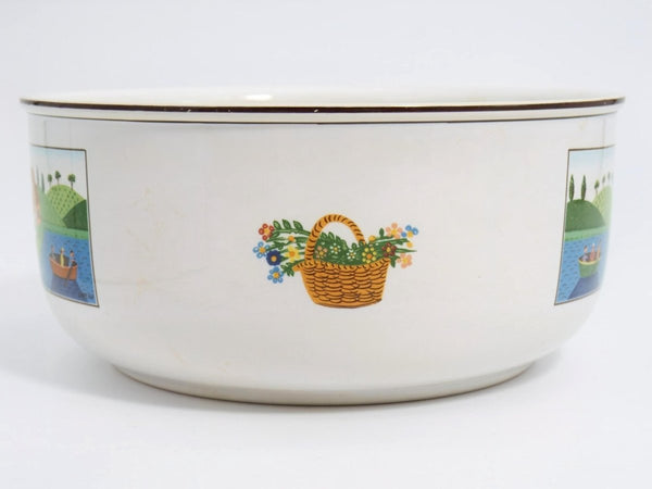 Villeroy & Boch Villeroy & Boch Naif 7" Round Vegetable Bowl – Boaters Scene Design, Folk Art Designs Dinnerware, China Set, Gérard Laplau Art - Vegetable Bowl ClassyTea