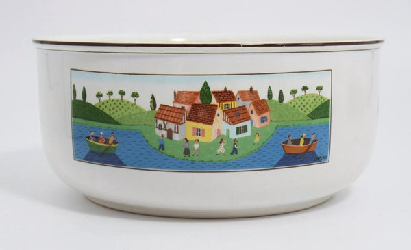 Villeroy & Boch Villeroy & Boch Naif 7" Round Vegetable Bowl – Boaters Scene Design, Folk Art Designs Dinnerware, China Set, Gérard Laplau Art - Vegetable Bowl ClassyTea