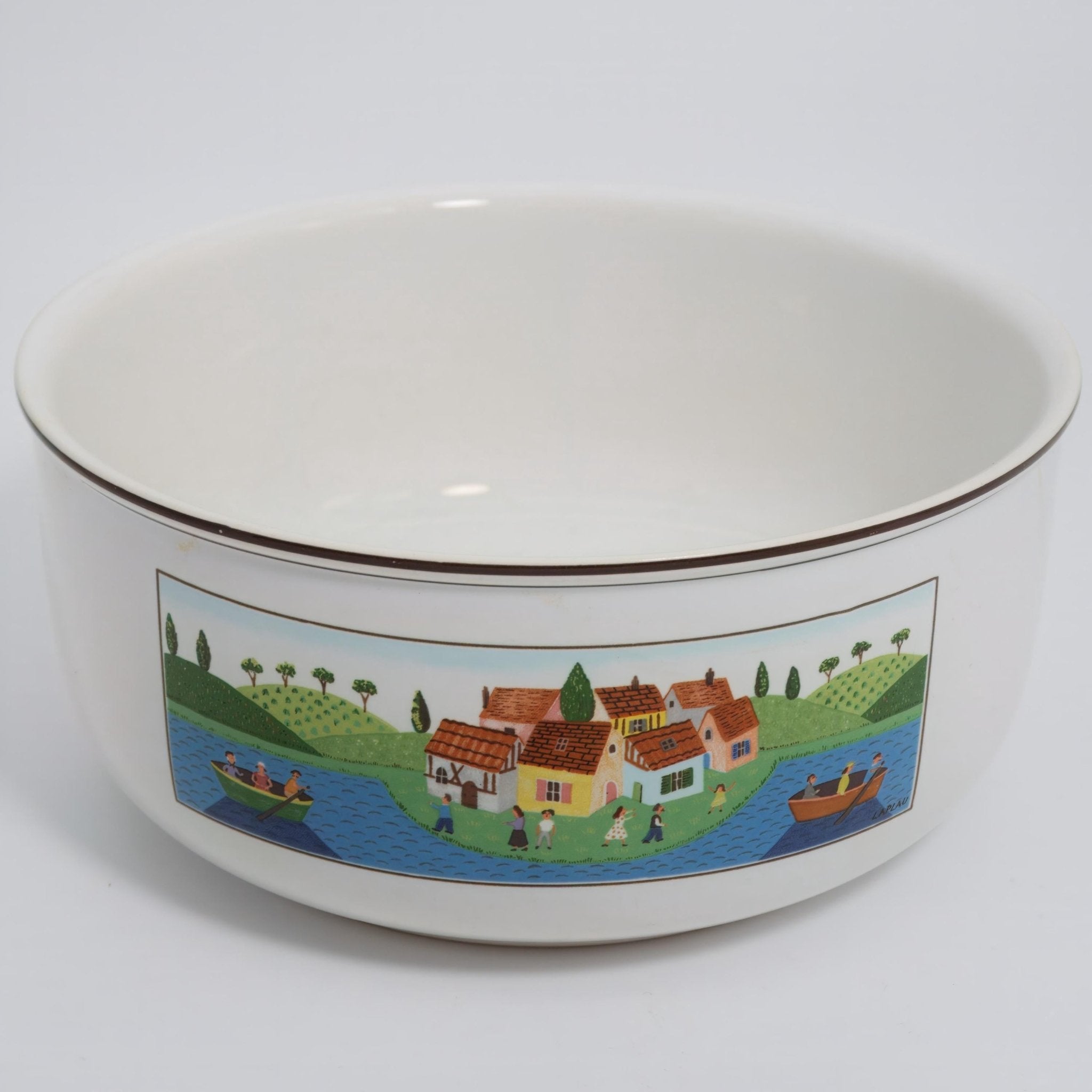 Villeroy & Boch Villeroy & Boch Naif 7" Round Vegetable Bowl – Boaters Scene Design, Folk Art Designs Dinnerware, China Set, Gérard Laplau Art - Vegetable Bowl ClassyTea