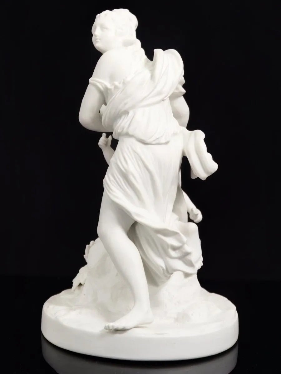 W. Brownfield Neoclassical (9") Parian Figurines, Pair | Antique Porcelain