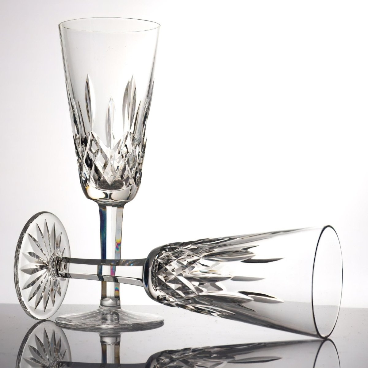 Waterford Two (2) Waterford Lismore Champagne Flutes | Valentines gift for Wedding Anniversary gift for wife mothers day gift for daughter gift glass - Champagne Flute ClassyTea