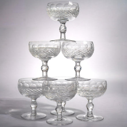 Waterford Colleen Champagne Coupes Glasses (5.5"), Set of 8 | Vintage Crystal