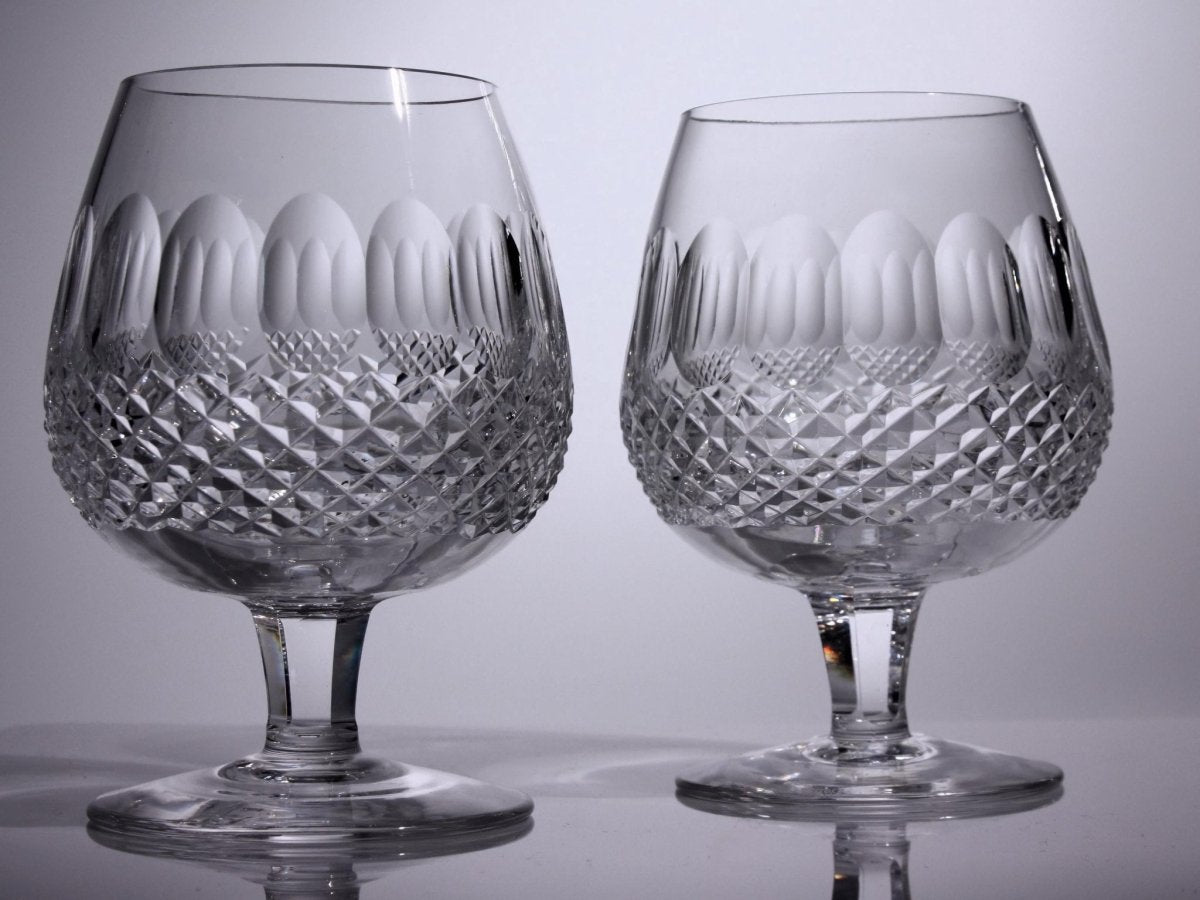 Waterford Two (2) Waterford Colleen Large Cognac Whiskey Brandy Glass Snifter Glasses Crystal Scotch Glass Barware Gift for Him Anniversary Father - Snifter ClassyTea