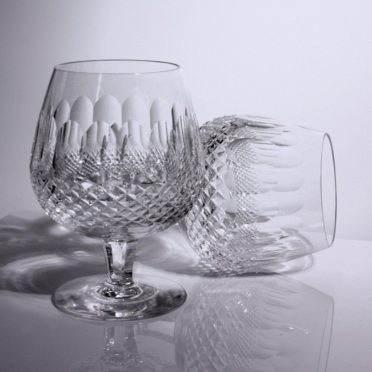 Waterford Two (2) Waterford Colleen Large Cognac Whiskey Brandy Glass Snifter Glasses Crystal Scotch Glass Barware Gift for Him Anniversary Father - Snifter ClassyTea