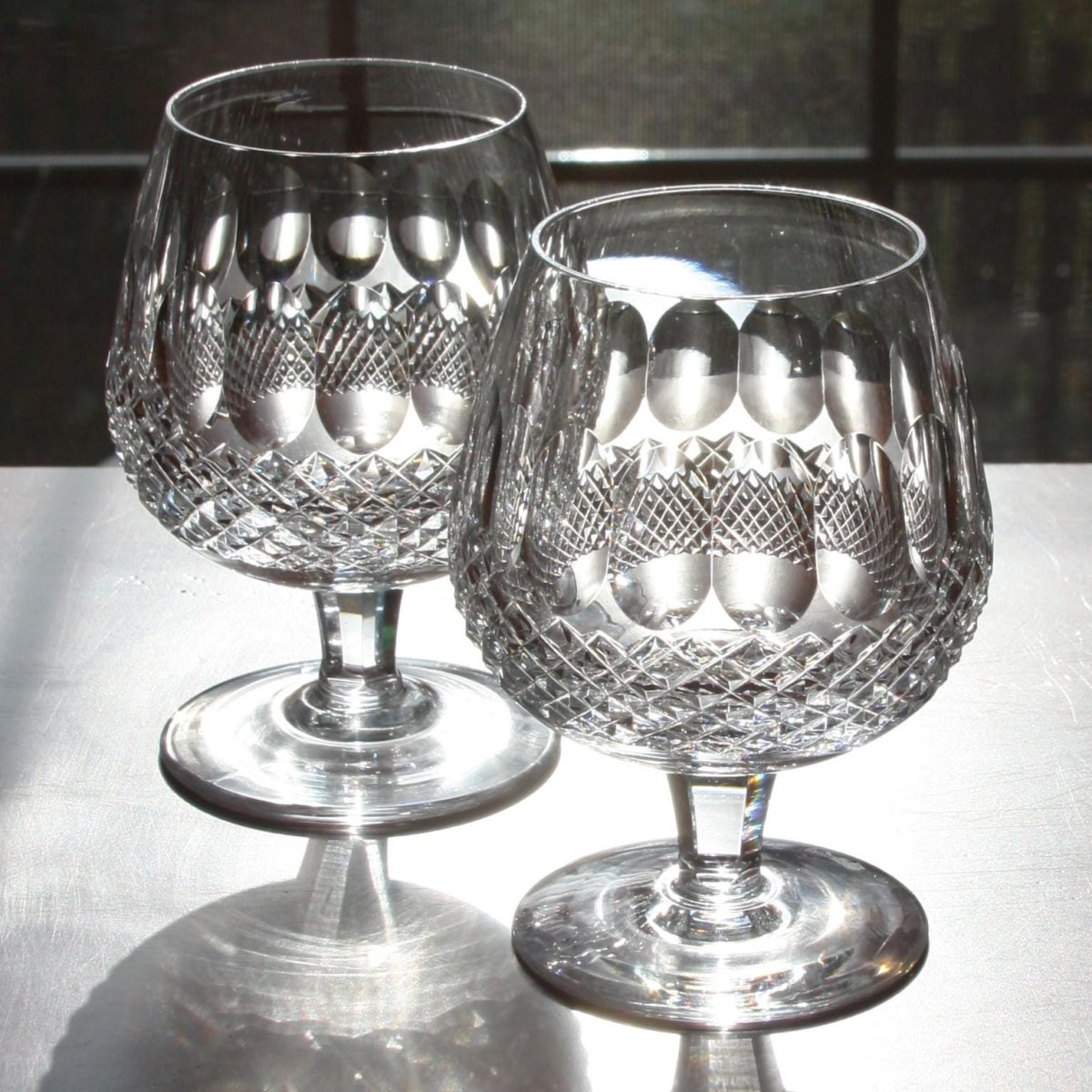 Waterford Two (2) Waterford Colleen Large Cognac Whiskey Brandy Glass Snifter Glasses Crystal Scotch Glass Barware Gift for Him Anniversary Father - Snifter ClassyTea