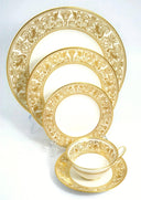 Wedgwood Vintage Wedgwood Florentine Gold Dragon Dinnerware Set - Fine Bone China Service for 4, Estate Collection, Mid Century China - China Set ClassyTea