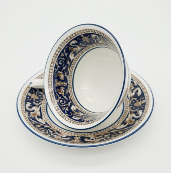 Wedgwood Wedgwood Florentine Set for 8 Brown Dragons On Blue | Dark Blue Trim and White | Stunning 40 Piece Set, Estate Dinnerware, High - end China - China Set ClassyTea
