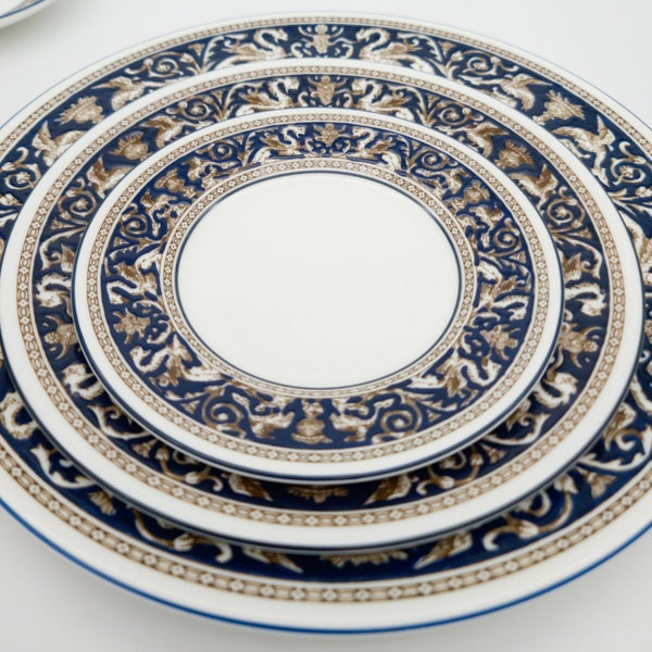 Wedgwood Wedgwood Florentine Set for 8 Brown Dragons On Blue | Dark Blue Trim and White | Stunning 40 Piece Set, Estate Dinnerware, High - end China - China Set ClassyTea