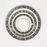 Wedgwood Wedgwood Runnymede China Set for 8, Dark Blue, Pink Shells, and Floral elements, Thanksgiving Dinnerware, Estate China set, Fine Bone China - China Set ClassyTea