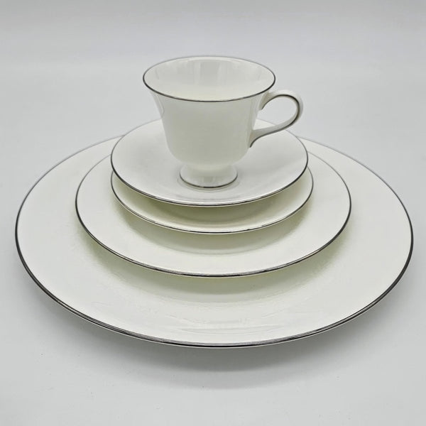 Wedgwood Wedgwood Silver Ermine 40 - Piece China Set, Service for 8, R4452 Contour Shape, Vintage Elegance, Discontinued, Thanksgiving China Set - China Set ClassyTea