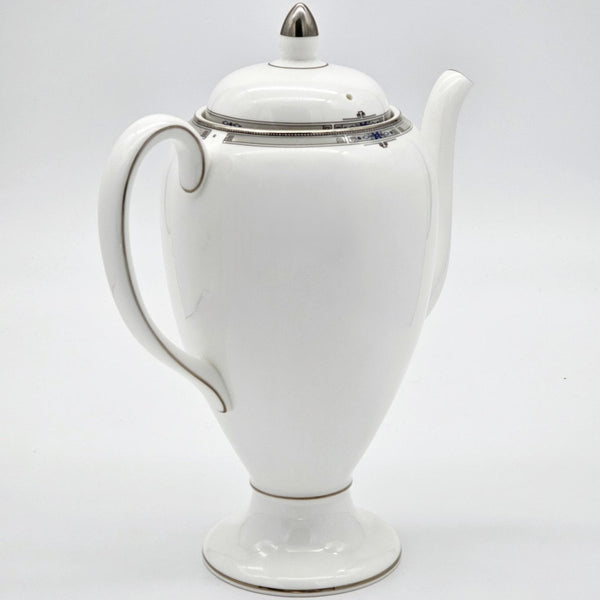 Wedgwood Wedgwood Amherst 5 - Cup Coffee Pot – Fine Bone China with Platinum Trim, Soft grey, Dark Blue accent, Blue Flowers, Discontinued - Coffee Pot ClassyTea