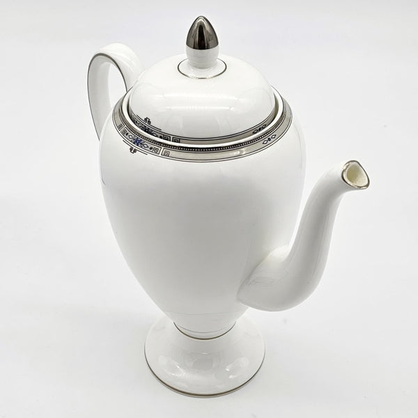 Wedgwood Wedgwood Amherst 5 - Cup Coffee Pot – Fine Bone China with Platinum Trim, Soft grey, Dark Blue accent, Blue Flowers, Discontinued - Coffee Pot ClassyTea