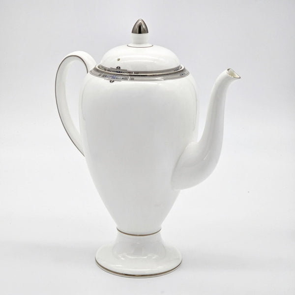 Wedgwood Wedgwood Amherst 5 - Cup Coffee Pot – Fine Bone China with Platinum Trim, Soft grey, Dark Blue accent, Blue Flowers, Discontinued - Coffee Pot ClassyTea