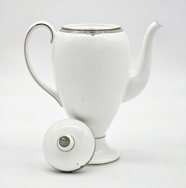Wedgwood Wedgwood Amherst 5 - Cup Coffee Pot – Fine Bone China with Platinum Trim, Soft grey, Dark Blue accent, Blue Flowers, Discontinued - Coffee Pot ClassyTea