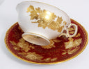 Wedgwood Wedgwood Burgundy Teacup and Saucer | Vintage Antique Golden Floral Flowers English Country Regency Bridgerton Red Gold Maroon Ruby Tea Cup - Cups & Saucers ClassyTea