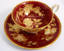 Wedgwood Wedgwood Burgundy Teacup and Saucer | Vintage Antique Golden Floral Flowers English Country Regency Bridgerton Red Gold Maroon Ruby Tea Cup - Cups & Saucers ClassyTea