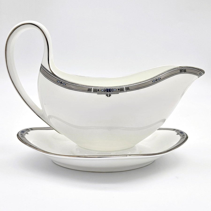Wedgwood Amherst Gravy Boat (8.5") with Attached Underplate | Vintage Bone China