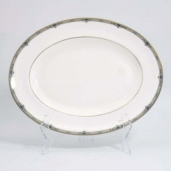 Wedgwood Wedgwood Amherst 14" Oval Serving Platter Fine China | Blue Scrolls, Fruit and Gold Thanksgiving - Oval Serving Platter ClassyTea