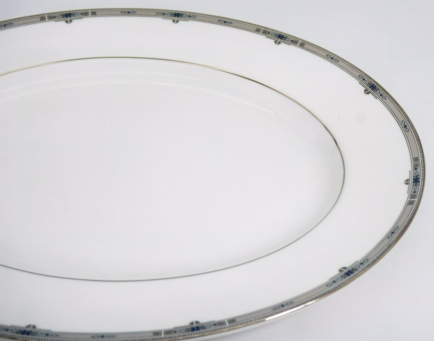 Wedgwood Wedgwood Amherst 14" Oval Serving Platter Fine China | Blue Scrolls, Fruit and Gold Thanksgiving - Oval Serving Platter ClassyTea