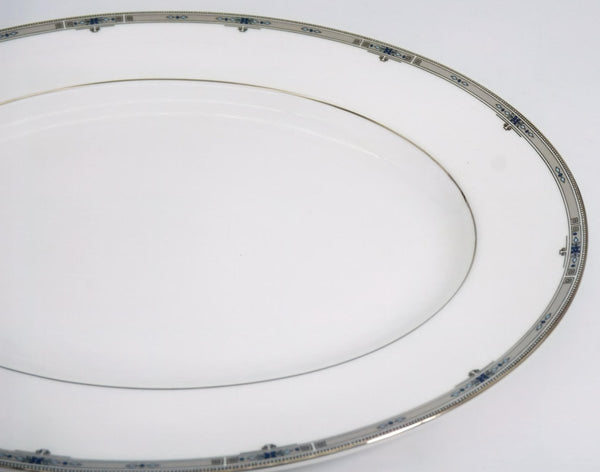 Wedgwood Wedgwood Amherst 14" Oval Serving Platter Fine China | Blue Scrolls, Fruit and Gold Thanksgiving - Oval Serving Platter ClassyTea