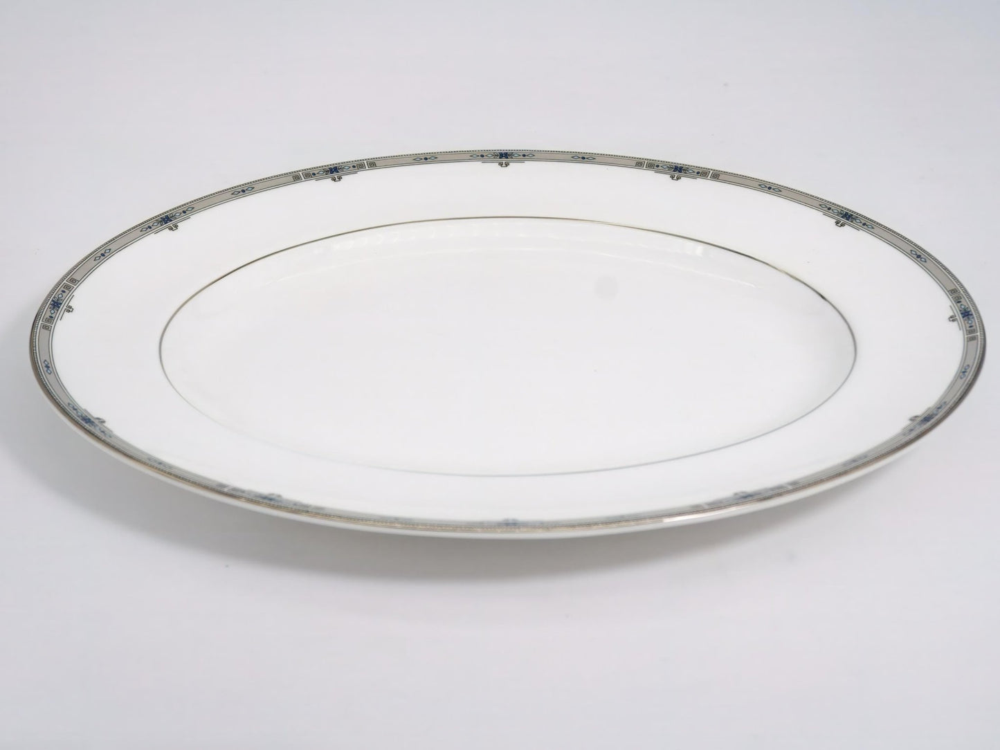 Wedgwood Wedgwood Amherst 14" Oval Serving Platter Fine China | Blue Scrolls, Fruit and Gold Thanksgiving - Oval Serving Platter ClassyTea