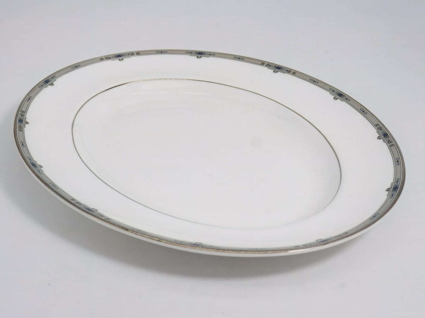 Wedgwood Wedgwood Amherst 14" Oval Serving Platter Fine China | Blue Scrolls, Fruit and Gold Thanksgiving - Oval Serving Platter ClassyTea