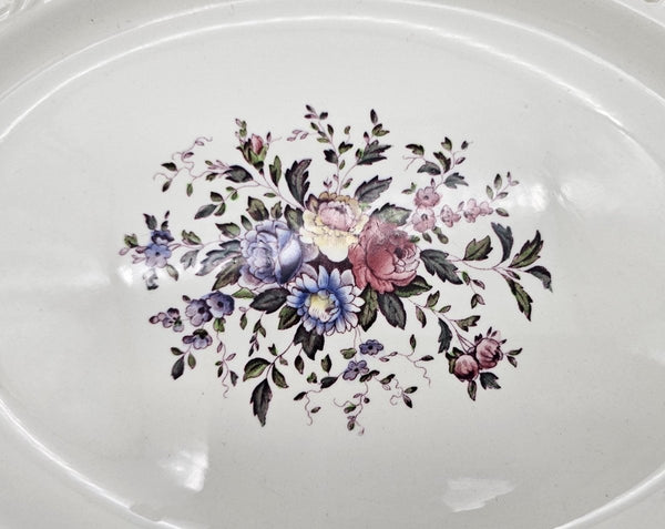 Wedgwood Wedgwood Swansea 15" Oval Serving Platter, Vintage Floral Fine China, Elegant Embossed Design, Discontinued English Tableware | Dinnerware - Oval Serving Platter ClassyTea