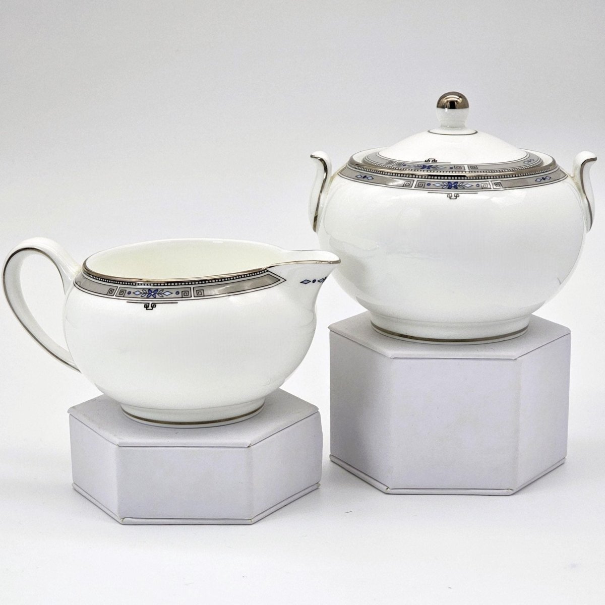 Wedgwood Wedgwood Amherst Porcelain Sugar Bowl & Creamer Set (1984 - 2012) | Bone China - Porcelain Sugar Bowl & Creamer Set ClassyTea