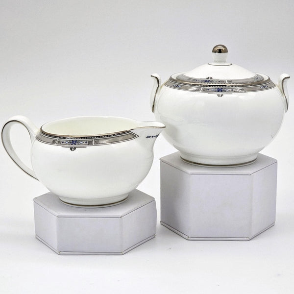 Wedgwood Wedgwood Amherst Porcelain Sugar Bowl & Creamer Set (1984 - 2012) | Bone China - Porcelain Sugar Bowl & Creamer Set ClassyTea