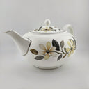 Wedgwood Vintage Wedgwood Beaconsfield Teapot – Fine Bone China, 2 - Pint Capacity Cream Flowers, Gray/ Brown Leaves, Nuts, Elegant Dinnerware - Porcelain Teapot ClassyTea