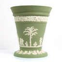 Wedgwood Wedgwood Jasperware Sage Green Vase w/ Lid | Frog Flower Planter Neoclassical Olive Wedgewood Victorian Antique Vintage Canister Stash Cache - Porcelain Vase ClassyTea