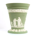 Wedgwood Wedgwood Jasperware Sage Green Vase w/ Lid | Frog Flower Planter Neoclassical Olive Wedgewood Victorian Antique Vintage Canister Stash Cache - Porcelain Vase ClassyTea