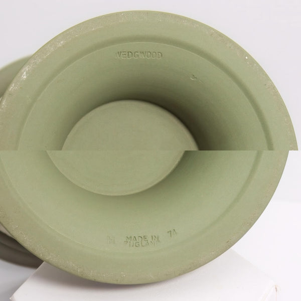 Wedgwood Wedgwood Jasperware Sage Green Vase w/ Lid | Frog Flower Planter Neoclassical Olive Wedgewood Victorian Antique Vintage Canister Stash Cache - Porcelain Vase ClassyTea