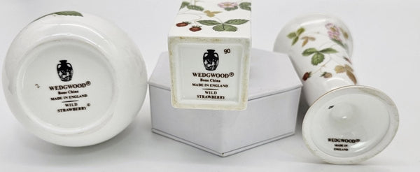 Wedgwood Wedgwood Wild Strawberry Vases Set – 4" Vase, 5" Round Bud Vase, 5" Square Bud Vase, Vintage Floral Fine China - Porcelain Vase ClassyTea