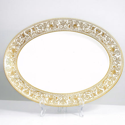 Wedgwood Florentine Gold (15.5") Oval Platter | Vintage Bone China