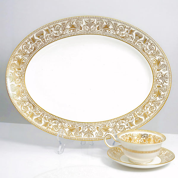 Wedgwood Wedgwood "Florentine Gold" Oval Platter (15.25") - Serving Platter ClassyTea