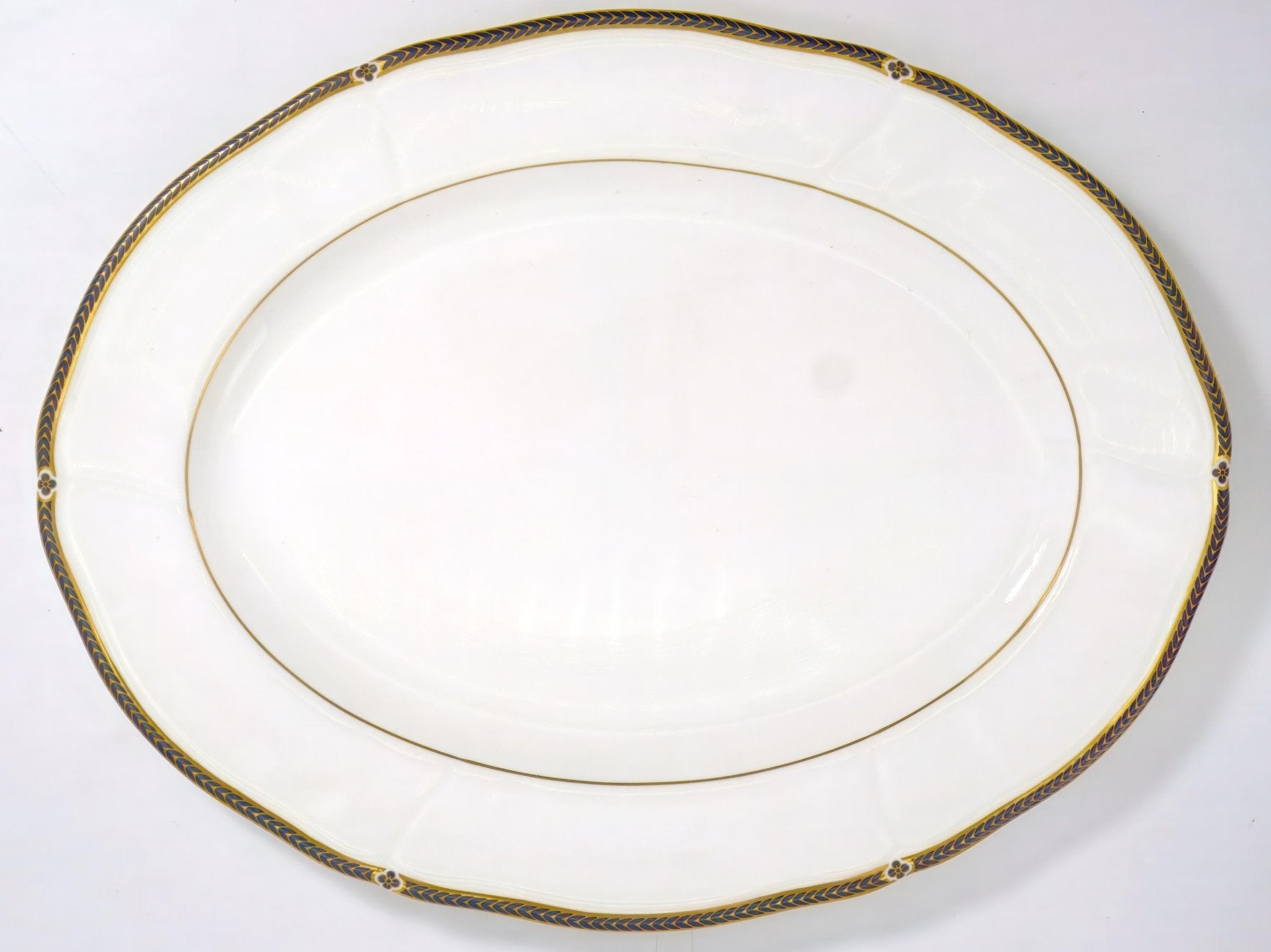 Wedgwood Wedgwood Royal Lapis Fine China Hostess Set | Royal Blue with 22kt Gold Band Vintage Dinnerware Full Wedding Gift Scalloped Platter Bowl - Serving Set ClassyTea