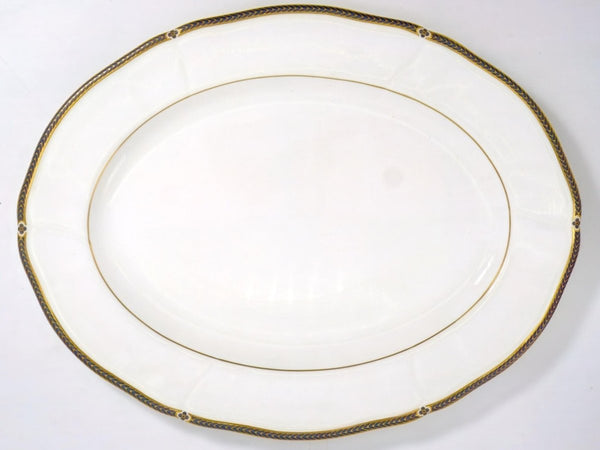 Wedgwood Wedgwood Royal Lapis Fine China Hostess Set | Royal Blue with 22kt Gold Band Vintage Dinnerware Full Wedding Gift Scalloped Platter Bowl - Serving Set ClassyTea