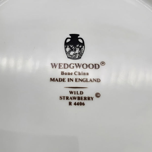 Wedgwood Wedgwood Wild Strawberry Round Covered Vegetable Bowl, 8 1/8", Fine Bone China, Discontinued Red Strawberry, Pink Blossoms, Gold Band - Vegetable Bowl ClassyTea