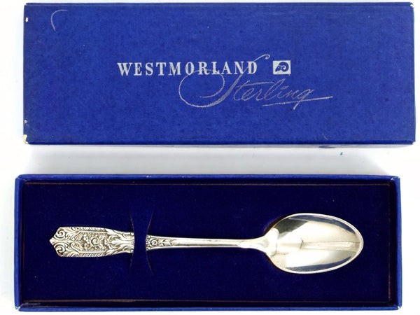 Westmorland Solid Silver Baby Spoon Westmorland Milburn Rose Christening Gift Grandmother Godparent Aunt Baby Shower Espresso Demitasse Spoon 1940s - Sterling Silver Flatware Set ClassyTea